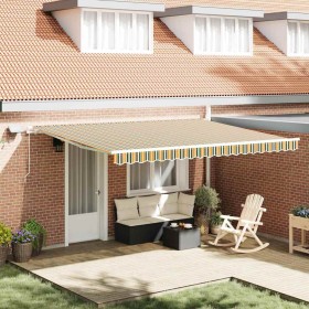 Toldo Retráctil con Manual 450 x 300 cm Verde y amarillo