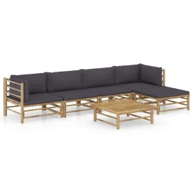 6-piece bamboo garden furniture set with dark gray cushions by vidaXL, Garden sets - Ref: Foro24-3058198, Price: 548,21 €, Di...