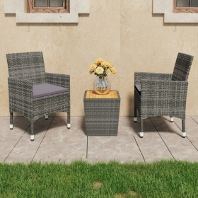Gartenmöbel 3-teilig, synthetisches Rattan, graues Akazienholz von vidaXL, Gartensets - Ref: Foro24-3058363, Preis: 178,35 €,...