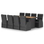 9-teiliges Garten-Essset und schwarze Kissen aus synthetischem Rattan von vidaXL, Gartensets - Ref: Foro24-3059342, Preis: 1,...