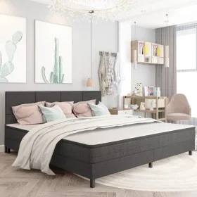 Cama box spring tela gris oscuro 200x200 cm de vidaXL, Camas y somieres - Ref: Foro24-3054719, Precio: 746,98 €, Descuento: %