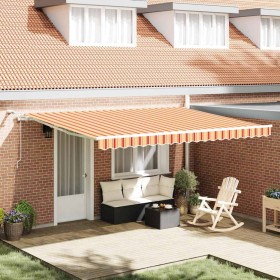 Toldo Retráctil Amarillo y Naranja 450 x 350 cm Tela y Metal