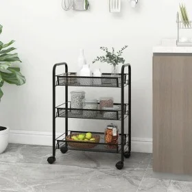 Carrito de cocina 3 niveles hierro negro 46x26x64 cm de vidaXL, Carros de cocina y comedor - Ref: Foro24-336322, Precio: 35,4...
