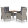 Gartenmöbel 5 Stück synthetisches Rattan, graues Akazienholz von vidaXL, Gartensets - Ref: Foro24-3058525, Preis: 598,53 €, R...