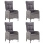 Muebles de jardín 5 piezas ratán sintético gris madera acacia