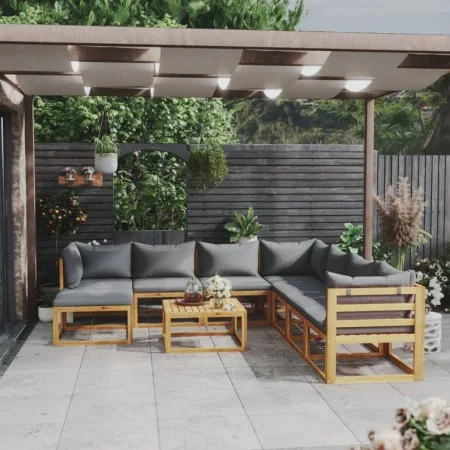 9-piece garden furniture set with cream cushions made of solid acacia wood. by vidaXL, Garden sets - Ref: Foro24-3057620, Pri...