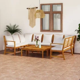 Garden furniture 9 pcs cream cushions solid acacia wood by vidaXL, Garden sets - Ref: Foro24-3057775, Price: 973,32 €, Discou...