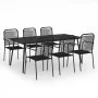 Garden dining set 7 pieces cotton rope and black steel by vidaXL, Garden sets - Ref: Foro24-3058281, Price: 523,46 €, Discoun...