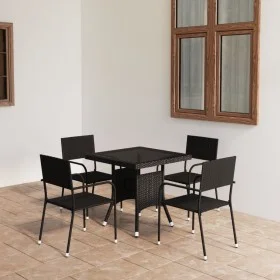 5-Piece Black Synthetic Rattan Garden Dining Set by vidaXL, Garden sets - Ref: Foro24-3059442, Price: 162,91 €, Discount: %