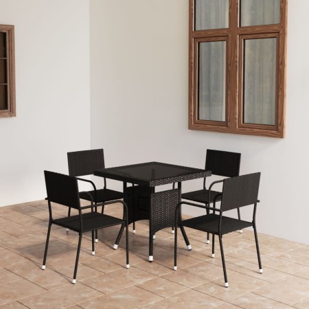 Juego de comedor para jardín 5 piezas ratán sintético negro de vidaXL, Conjuntos de jardín - Ref: Foro24-3059442, Precio: 169...