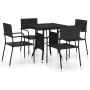 5-Piece Black Synthetic Rattan Garden Dining Set by vidaXL, Garden sets - Ref: Foro24-3059442, Price: 162,91 €, Discount: %