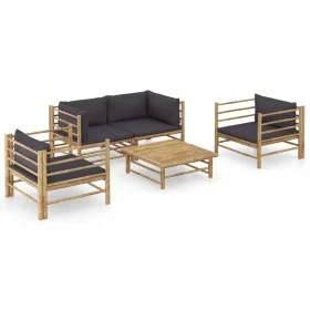 5-piece bamboo garden furniture set with dark gray cushions by vidaXL, Garden sets - Ref: Foro24-3058208, Price: 509,23 €, Di...