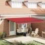 Toldo Retráctil con luces de tiras LED Rojo 450 x 350 cm tela