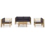 5-teiliges Gartenmöbel-Set aus Bambus mit dunkelgrauen Kissen von vidaXL, Gartensets - Ref: Foro24-3058208, Preis: 516,92 €, ...