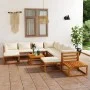 Muebles de jardín 12 pzas cojines crema madera maciza acacia de vidaXL, Conjuntos de jardín - Ref: Foro24-3057650, Precio: 1,...