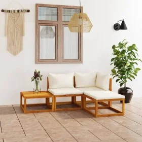 Garden furniture 4 pcs cream cushions solid acacia wood by vidaXL, Garden sets - Ref: Foro24-3057632, Price: 370,65 €, Discou...