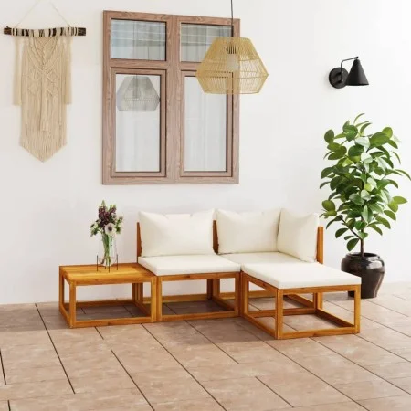 Garden furniture 4 pcs cream cushions solid acacia wood by vidaXL, Garden sets - Ref: Foro24-3057632, Price: 370,61 €, Discou...
