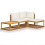 Garden furniture 4 pcs cream cushions solid acacia wood by vidaXL, Garden sets - Ref: Foro24-3057632, Price: 371,26 €, Discou...