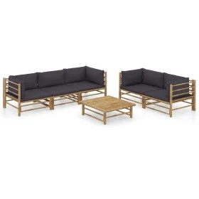6-piece bamboo garden furniture set with dark gray cushions by vidaXL, Garden sets - Ref: Foro24-3058210, Price: 616,97 €, Di...