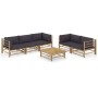 6-piece bamboo garden furniture set with dark gray cushions by vidaXL, Garden sets - Ref: Foro24-3058210, Price: 616,64 €, Di...