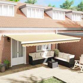 Toldo Retráctil Naranja y 500 x 300 cm Tela y Metal Toldo Retráctil Naranja y 500 x 300 cm Tela y Metal