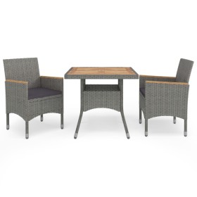 Garden furniture 3 pieces gray synthetic rattan and acacia by vidaXL, Garden sets - Ref: Foro24-3058317, Price: 261,17 €, Dis...