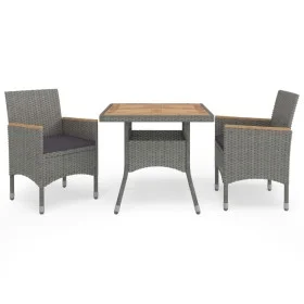 Gartenmöbel 3-teilig aus grauem synthetischem Rattan und Akazie von vidaXL, Gartensets - Ref: Foro24-3058317, Preis: 257,65 €...