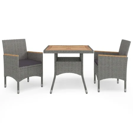 Gartenmöbel 3-teilig aus grauem synthetischem Rattan und Akazie von vidaXL, Gartensets - Ref: Foro24-3058317, Preis: 257,65 €...