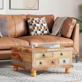 Mesa de centro de madera maciza reciclada 70x70x38 cm