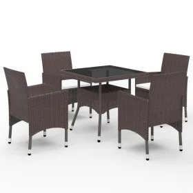Garden furniture 5 pieces synthetic rattan and brown glass by vidaXL, Garden sets - Ref: Foro24-3058321, Price: 373,62 €, Dis...