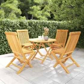 Garden dining set 5 pieces solid teak wood by vidaXL, Garden sets - Ref: Foro24-3059581, Price: 310,82 €, Discount: %