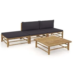 4-piece bamboo garden furniture set with dark gray cushions by vidaXL, Garden sets - Ref: Foro24-3058244, Price: 267,65 €, Di...