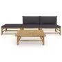 4-teiliges Gartenmöbel-Set aus Bambus mit dunkelgrauen Kissen von vidaXL, Gartensets - Ref: Foro24-3058244, Preis: 267,65 €, ...