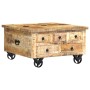 Mesa de centro de madera de mango rugosa 70x70x40 cm