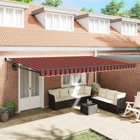 Toldo Retráctil Naranja y Marrón 500 x 300 cm Tela y Metal Toldo Retráctil Naranja y Marrón 500 x 300 cm Tela y Metal