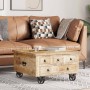 Mesa de centro de madera de mango rugosa 70x70x40 cm