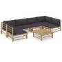 7-teiliges Gartenmöbel-Set aus Bambus mit dunkelgrauen Kissen von vidaXL, Gartensets - Ref: Foro24-3058234, Preis: 732,98 €, ...