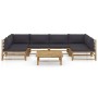 7-piece bamboo garden furniture set with dark gray cushions by vidaXL, Garden sets - Ref: Foro24-3058234, Price: 747,94 €, Di...