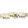 11-teiliges Gartenmöbelset aus Bambus und cremeweiße Kissen von vidaXL, Gartensets - Ref: Foro24-3058223, Preis: 1,00 €, Raba...