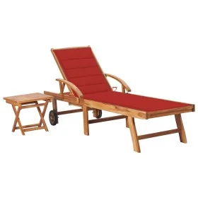 Lounger with solid teak wood table and cushion by vidaXL, Loungers - Ref: Foro24-3063027, Price: 306,47 €, Discount: %