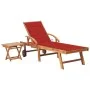 Lounger with solid teak wood table and cushion by vidaXL, Loungers - Ref: Foro24-3063027, Price: 306,47 €, Discount: %