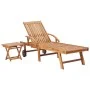 Lounger with solid teak wood table and cushion by vidaXL, Loungers - Ref: Foro24-3063027, Price: 306,47 €, Discount: %