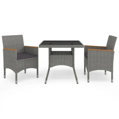 Gartenmöbel 3-teilig aus grauem synthetischem Rattan und Akazie von vidaXL, Gartensets - Ref: Foro24-3058315, Preis: 263,51 €...