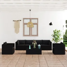 Garden furniture set, 7 pieces, with black synthetic rattan cushions. by vidaXL, Garden sets - Ref: Foro24-3059500, Price: 70...