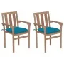 Gartenstühle 2 Stück Teakholz mit hellblauen Kissen von vidaXL, Gartenstühle - Ref: Foro24-3062227, Preis: 254,57 €, Rabatt: %