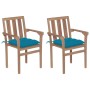 Gartenstühle 2 Stück Teakholz mit hellblauen Kissen von vidaXL, Gartenstühle - Ref: Foro24-3062227, Preis: 259,87 €, Rabatt: %