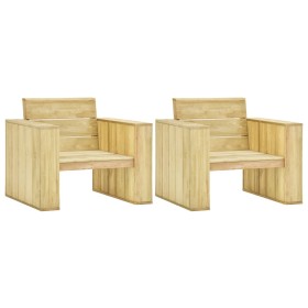 Sillas de jardín 2 uds madera de pino impregnada 89x76x76 cm