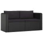 Set muebles de jardín 7 piezas y cojines ratán sintético negro de vidaXL, Conjuntos de jardín - Ref: Foro24-3059501, Precio: ...