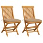 Sillas de jardín 2 unidades madera de teca con cojines beige de vidaXL, Sillas de jardín - Ref: Foro24-3062478, Precio: 131,20 €