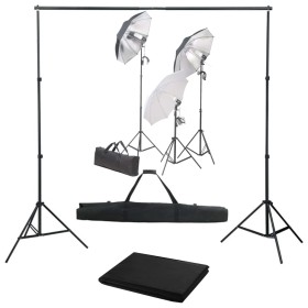 Kit de estudio fotografía con set de luces y fondo
